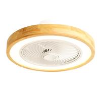 Ventilateur de plafond avec lumière bois silencieux Lampe avec ventilateur réglable 6 vitesses Lampe de plafond invisible sans pales Fonction de mémoire Moteur DC été hiver réversible