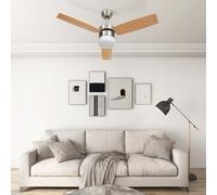 Ventilateur de plafond avec lumière et télécommande 108 cm Marron clair VidaXL