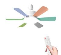 Ventilateur de Plafond avec Lumière et Telecommande, 46CM LED Ventilateur Dimmable Plafonnier, Ampoule Intégrée E27 40W, 3 Couleur Claire, 3 Vitesses, Moteur sans Balais, Pour Bureau, Maison (Coloré)