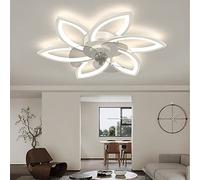 Ventilateur de Plafond avec Lumière et Télécommande/APP Silencieux 78cm Créative Fleur Plafonnier Ventilateur Led Moderne Dimmable 6 Vitesse Réversible été Hiver pour Chambre Salon, Blanc