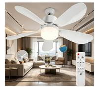 Ventilateur de Plafond avec Lumière et Telecommande, E27/E26 Lampe de Ventilateur LED Plafonnier Timing - 5 Pales ,3 Vitesses(52cm)