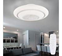 Ventilateur de plafond avec lumière et télécommande Lampe de plafond Ventilateur Plafonnier Effet d'étoile Lumière du jour, CCT, métal, blanc, 1x LED 24 Watt 1400 lm 3000-6000, D 60 cm