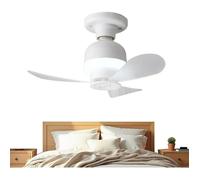 Ventilateur De Plafond Avec Lumière LED, Ampoules | Sans Câblage À Visser Douille E27, Mini Plafonnier Ventilé,