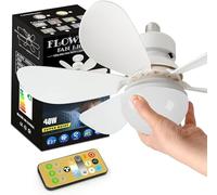 Ventilateur de plafond avec lumière LED et télécommande 16.5" avec réglage du vent à 3 vitesses, ventilateur de plafond à douille à vis base E26, à 3 couleurs à gradation pour la maison (40, Watts)