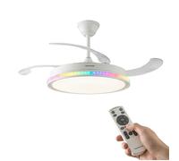 InnovaGoods Ventilateur de plafond LED RGB – pales rétractables, télécommande, 6 vitesses 70W