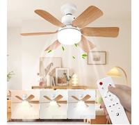 Ventilateur de plafond avec lumière LED, télécommande, 51 cm, 3 vitesses, réglage continu de luminosité et température de couleur