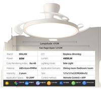 Ventilateur de plafond avec lumière LED, télécommande, fonctions variables, 48 pouces, APP avec RC variable, 220V