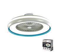 Ventilateur De Plafond avec Lumière (télécommande) | 3 en 1 Lumières Changeante avec Gradation 45w Vitesses Réglables, Ventilateur Luminaire De Plafond pour Salon, Salle À Manger Blanc + Bleu