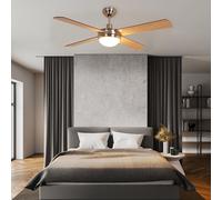 Ventilateur de plafond avec lumière, télécommande incluse, 3 vitesses de marche avant-arrière Pales réversibles 132 cm