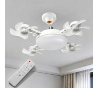 Ventilateur de plafond avec lumières éclairage E27 télécommande 3 couleurs | Éclairage 3 couleurs et gradation progressive, 3 vitesses de ventilation, minuterie 2 h/4 h, fixation murale et télécommande