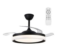 Ventilateur De Plafond Avec Pales Rétractables Nestera Eco Noir, Ventilateur De Plafond Avec Lumière Et Télécommande, 45 W Cct Dim