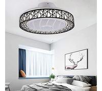 Ventilateur De Plafond Avec Plafonnier Avec Éclairage LED Télécommande Ventilateur Silencieux Chambre D'enfant Chambre À Coucher Salon Intérieur Vitesse Du Vent Réglable Éclairage De Plafond,Noir