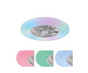 Ventilateur de plafond avec télécommande Lampe de plafond à intensité variable mode été-hiver Lampe de salon, changement de couleur RGB, 40W 2600lm blanc chaud-blanc froid, DxH 59,5 x 15,4 cm