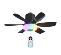 Ventilateur de plafond avec télécommande - Ventilateur de plafond encastré pour chambre à coucher avec lumières | Haut-parleur de musique silencieux, variable à 3 vitesses, pour appartement, cuisine,