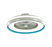 Ventilateur de plafond avec télécommande Ventilateur de salon Refroidisseur blanc, bleu, commutation CCT, 3 vitesses Timer, 132 cm