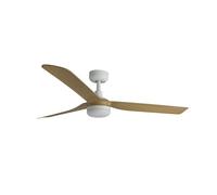 Faro Barcelona Ventilateur de plafond PUNT blanc/bois avec lumière
