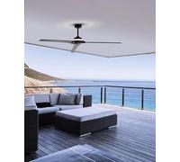 Ventilateur de plafond Brisa noir-bois LED 20 W avec IP44