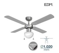 Ventilateur de plafond CARIBE 50W 85cm chrome 1xE27 60W EDM 33801