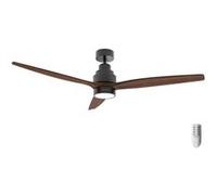 Cecotec Ventilateur de Plafond Energysilence Aero 5300 Black & Wood Design, 30W, diamètre 52 ”avec 3 lames, moteur DC, lumière LED, télécommande, minuterie et mode d'hiver-été