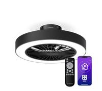 Klarstein Ventilateur plafond ZenBreeze 48 cm – LED 32W, télécommande, connecté, Noir