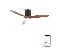 Ventilateur de plafond, bois foncé, avec lumière, avec wifi - windcalm dc stylance black Create - Noir Bois foncé G