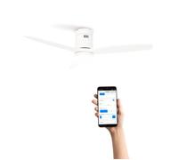 CREATE / WINDCALM M/Ventilateur de plafond ABS avec lumière Wifi et télécommande blanc pales blanches / 40W, silencieux, Ø132 cm, 6 vitesses, minuterie 1 à 4 heures, fonction été-hiver