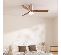Ventilateur de plafond - Create - Avec lumière - Nickel/Bois foncé - Ø132cm - 6 vitesses