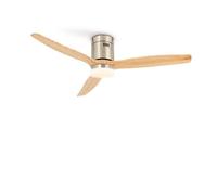 Ventilateur de plafond - Create - Avec lumière - Nickel - Effet bois clair - Ø132cm