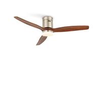 CREATE / WINDCALM M/Ventilateur de plafond ABS avec lumière, Wifi et télécommande, niquel pales en bois foncé / 40W, silencieux, Ø132 cm, 6 vitesses, minuterie 1 à 4 heures, fonction été-hiver