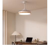 CREATE Ventilateur de plafond WIND CLEAR 40W silencieux pales rétractables avec LED Bois clair