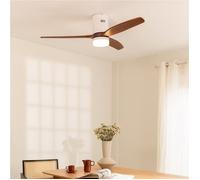 Ventilateur de plafond - Create - Avec lumière - Silencieux - Ø132cm - Blanc/Effet bois foncé