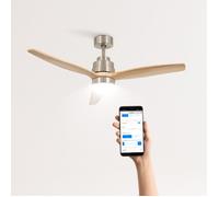 Ventilateur de plafond - Create - Avec lumière - Silencieux - 6 vitesses - Nickel / Bois clair