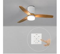 CREATE / WINDCALM S/Ventilateur ABS lumière blanc pales effet bois clair + contrôleur, télécommande / 40W, Minuterie, Ø112 cm, 3 températures lumière, fonction été-hiver