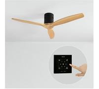 CREATE / WINDCALM NATURAL WOOD M/Ventilateur de plafond noir pales bois clair avec contrôleur et télécommande / 40W, Minuterie, Ø132 cm, silencieux, 6 vitesses, fonction été-hiver