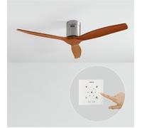 CREATE / WINDCALM NATURAL WOOD M/Ventilateur de plafond nickel pales bois foncé avec contrôleur mural et télécommande / 40W, Minuterie, Ø132 cm, silencieux, 6 vitesses, fonction été-hiver