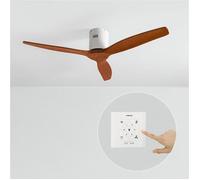 CREATE / WINDCALM NATURAL WOOD M/Ventilateur de plafond blanc pales bois foncé avec contrôleur mural et télécommande / 40W, Minuterie, Ø132 cm, silencieux, 6 vitesses, fonction été-hiver