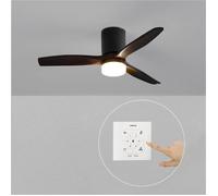 CREATE / WINDCALM S/Ventilateur de plafond ABS noir lumière avec contrôleur et télécommande/Silencieux, Ø112 cm, 6 vitesses, 3 températures, fonction été-hiver