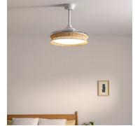 WIND CLEAR RATTAN - Ventilateur De Plafond Silencieux 40W Ø108cm Lames Rétractables Avec Éclairage LED De 36W Télécommande