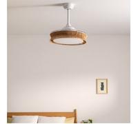 CREATE Ventilateur plafond WIND CLEAR RATTAN silencieux Ø108 pâles rétractables LED36W télécommande