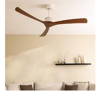 CREATE / WINDLARGE/Ventilateur de plafond avec télécommande, blanc pales bois foncé / 40W, silencieux, Ø152 cm, 6 vitesses, minuterie, 2 hauteurs, moteur DC, fonction été-hiver