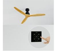 CREATE / WINDSTYLANCE NATURAL WOOD/Ventilateur de plafond avec contrôleur murale et télécommand, noir pales bois naturel / 40W, silencieux, Ø132 cm, 6 vitesses, programmable, fonction été-hiver