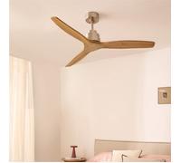 CREATE / WINDSTYLANCE NATURAL WOOD/Ventilateur de plafond avec télécommande, niquel pales bois naturel / 40W, silencieux, Ø132 cm, 6 vitesses, programmable moteur, fonction été-hiver