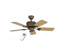 Ventilateur de plafond DC, Eco Elements MA, classique 103 Cm Laiton antique, pales Chêne vieilli / Hêtre, télécommande, CASAFAN