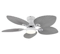 Ventilateur de plafond LED dimmable avec télécommande mode été hiver Plafonnier, gris blanc, 6 vitesses, 22W 1660lm blanc chaud froid, D 107 cm