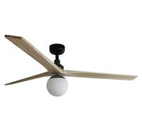 FARO BARCELONA Ventilateur de plafond noir et bois de chêne avec lumière modèle KLIM 34282-11L