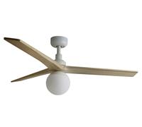 Ventilateur de plafond DC Klim M Blanc-Chêne avec Lumière Faro