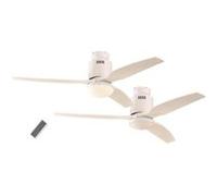 Ventilateur de plafond DC, moderne 132 Cm laqué blanc pales bois noyer avec lampe et télécommande, CASAFAN AERODYNAMIX Blanc G