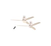 Ventilateur de plafond DC, moderne 132 Cm laqué blanc pales bois noyer avec lampe et télécommande, CASAFAN AERODYNAMIX