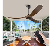 Ventilateur de Plafond de 70 Pouces, Ventilateur de Plafond de Ferme sans lumières avec télécommande, Ventilateur de Plafond en Bois à 3 pales avec Moteur CC réversible Silencieux, Ventilateurs de p