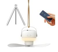 Ventilateur de plafond de camping avec lumière silencieuse 2 en 1 | Ventilateur de Table Extérieur Adapté à l'Extérieur Intérieur Auvent Terrasse Camper Survie Dortoir Chambre Gazebo